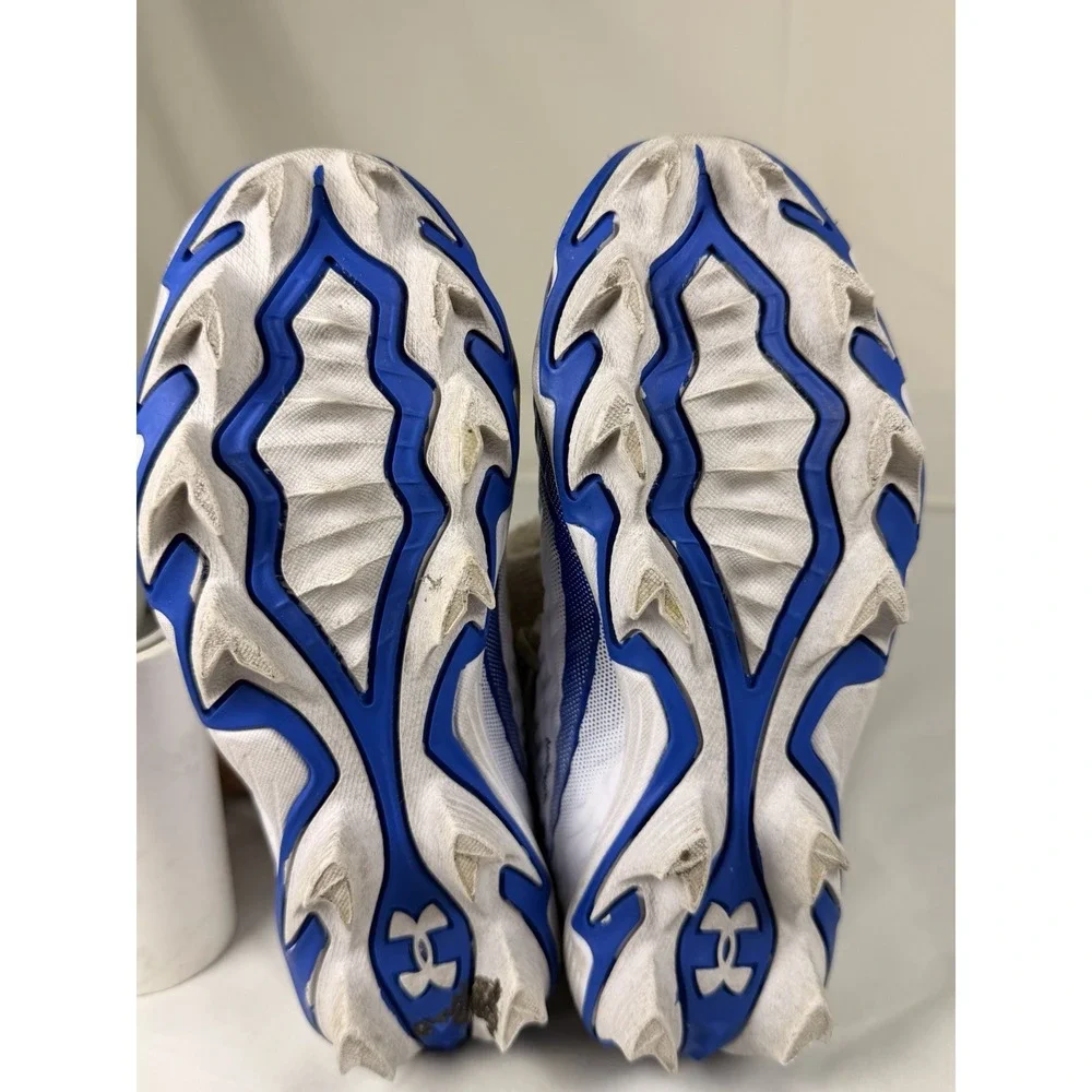 Under Armour Boy's Football Cleats White Blue Size 13K Molded Stud Youth